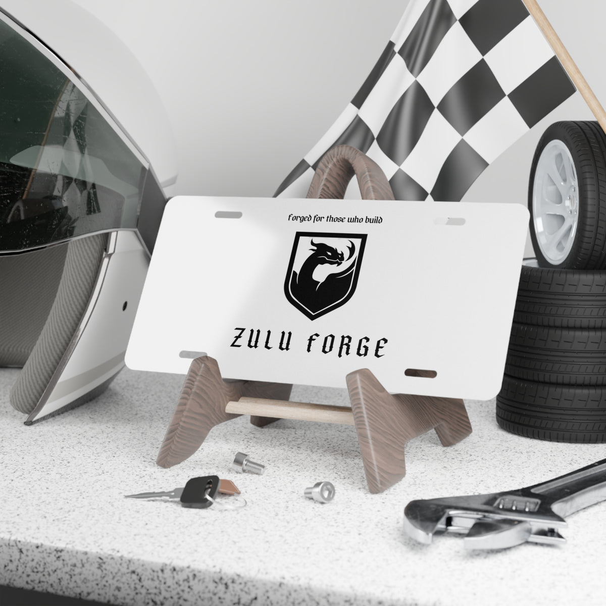 Vanity Plate — 'Zulu Forge' Dragon Emblem Decorative License Plate