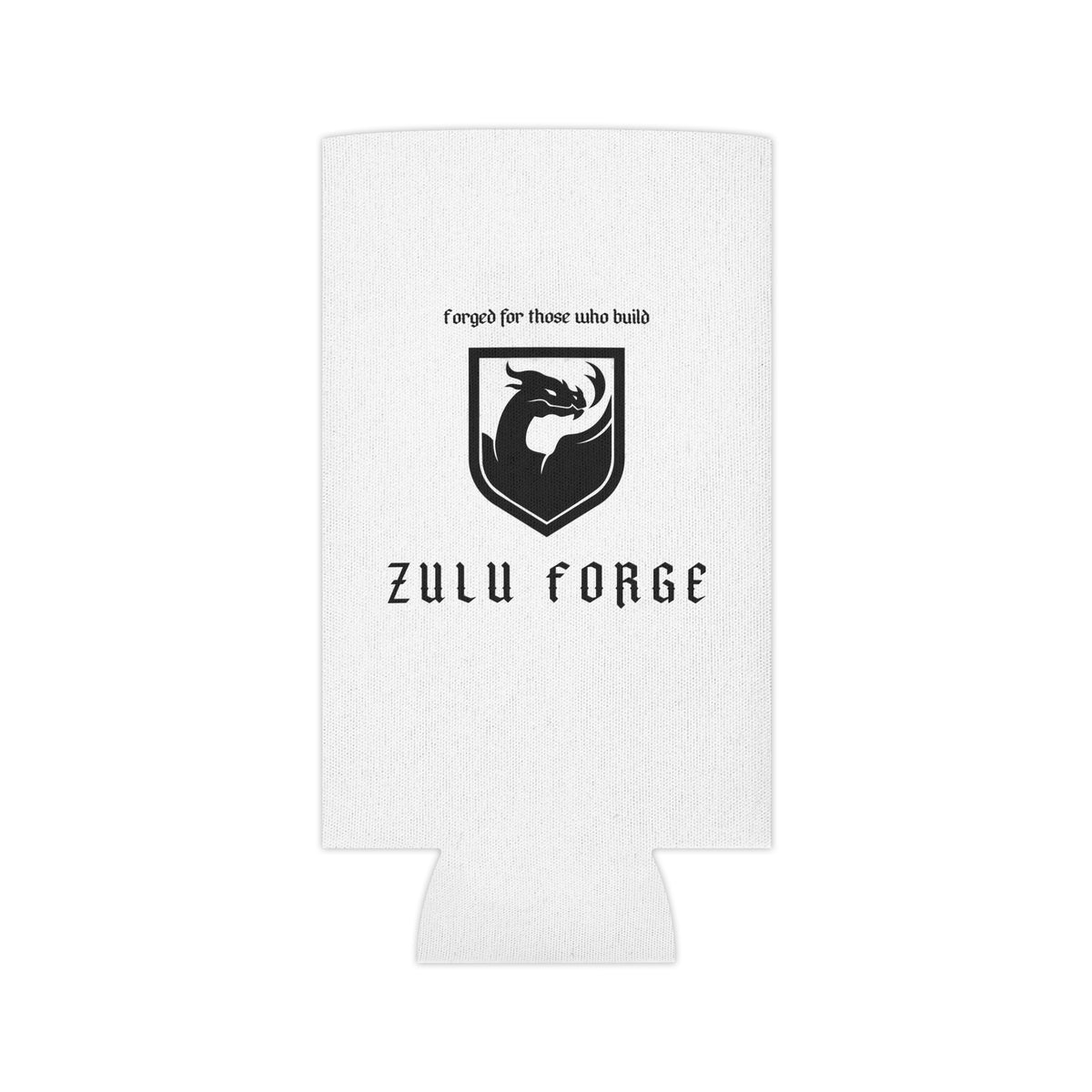 Zulu Forge Can Cooler – 'Forged for Those Who Build' Dragon Logo & American Flag Beer Koozie