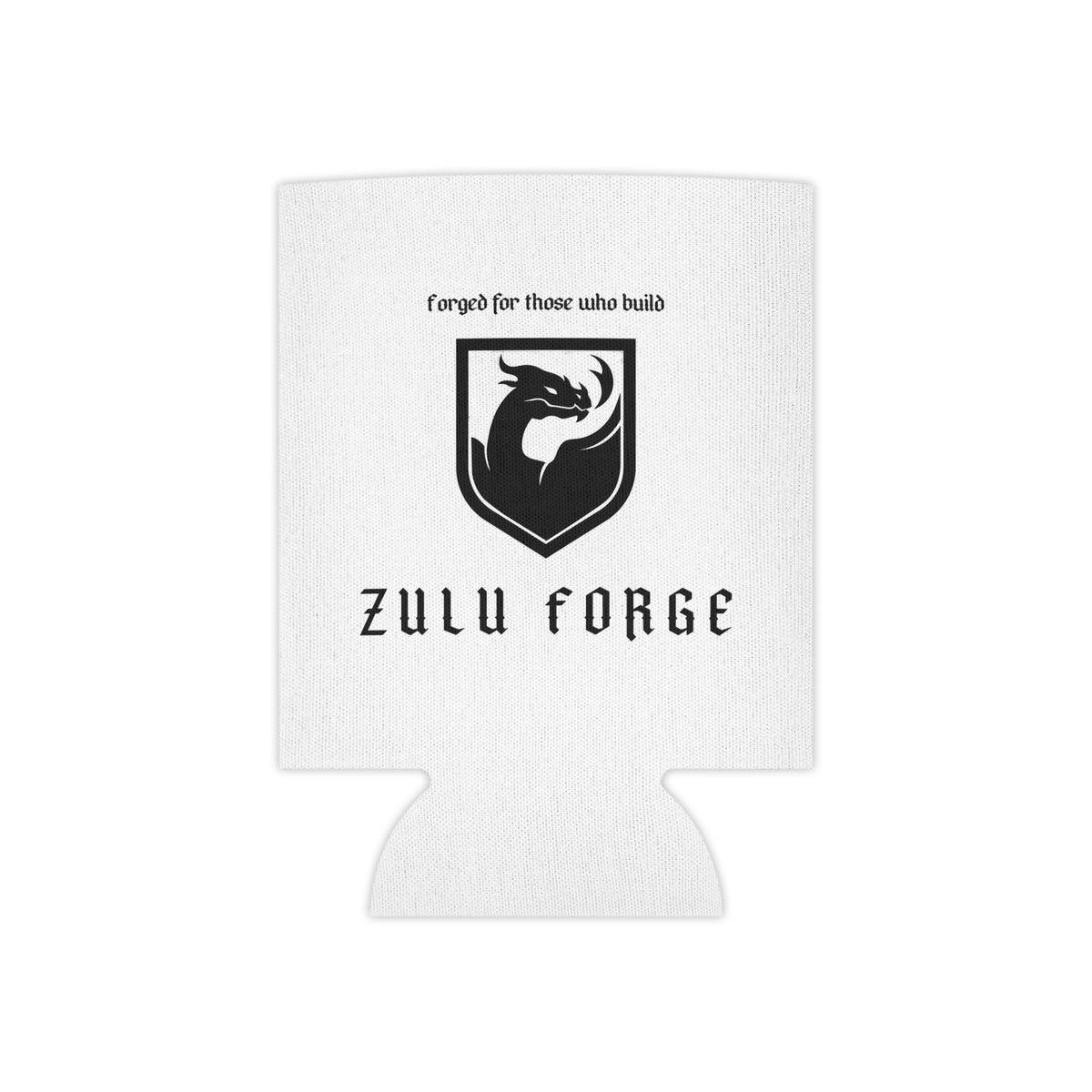 Zulu Forge Can Cooler – 'Forged for Those Who Build' Dragon Logo & American Flag Beer Koozie
