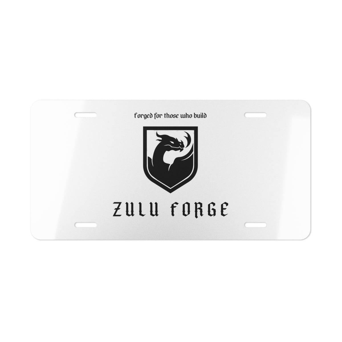Vanity Plate — 'Zulu Forge' Dragon Emblem Decorative License Plate